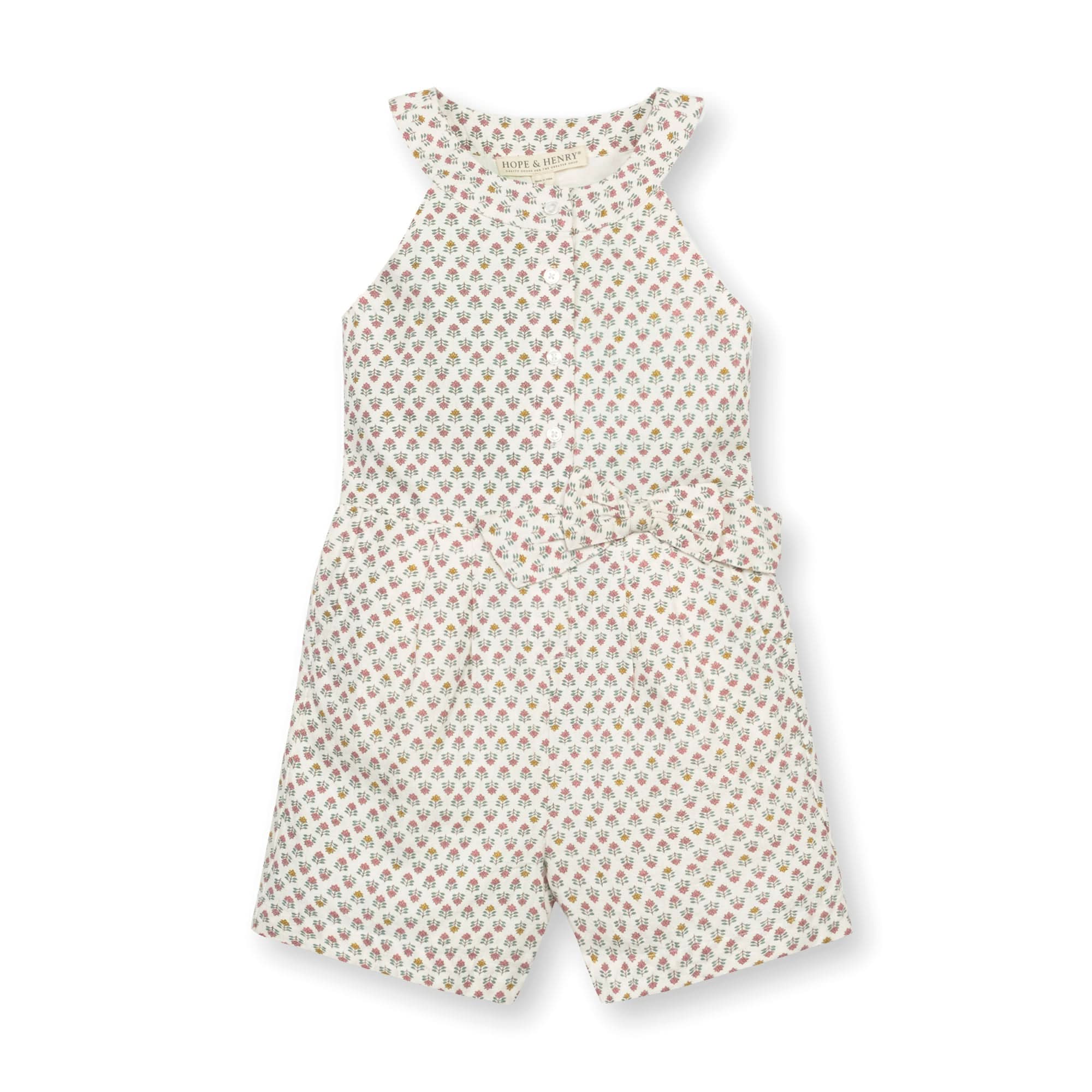 Girls Button Front Halter Romper