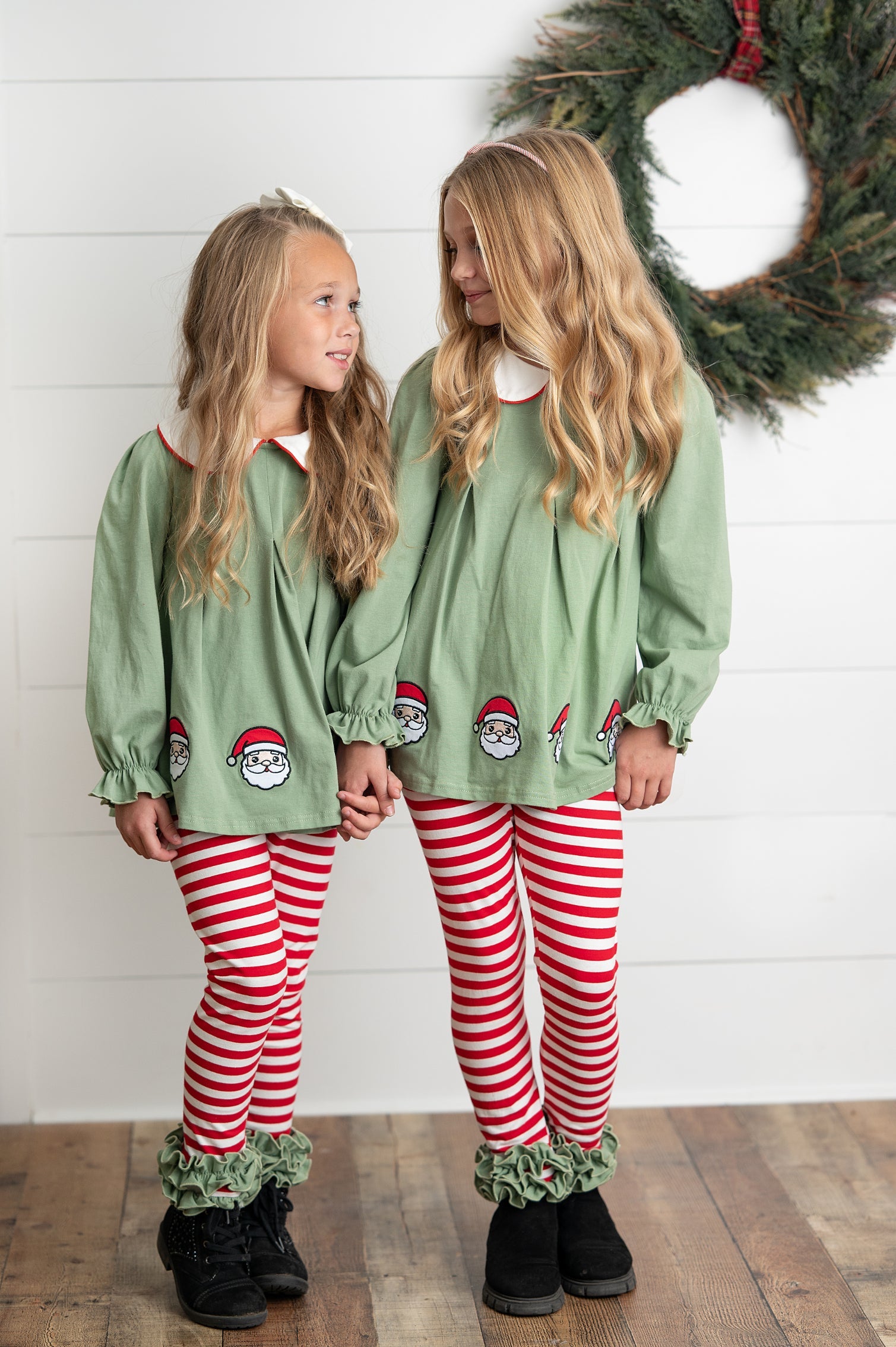Green Candy Cane Stripe Santa Pant Set