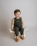 Forest Green Corduroy Overalls for Baby Boys