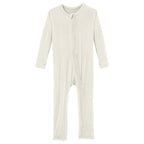 Muffin Ruffle Coverall with Zipper in Natural
