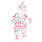 Cherries Onesie +Hat Baby Footie Pajama Set