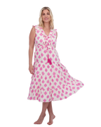 Giselle Women's Maxi Dress White Pink Ikat