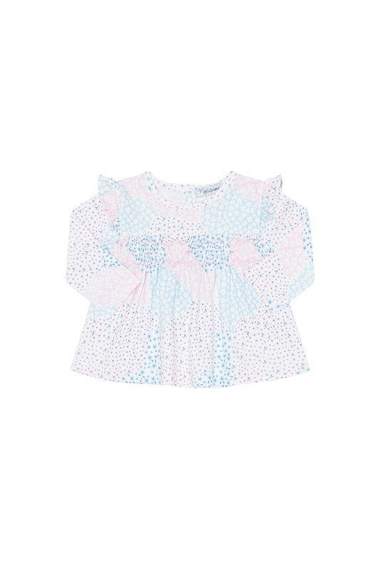 Patchwork Smocked Dress LS Set