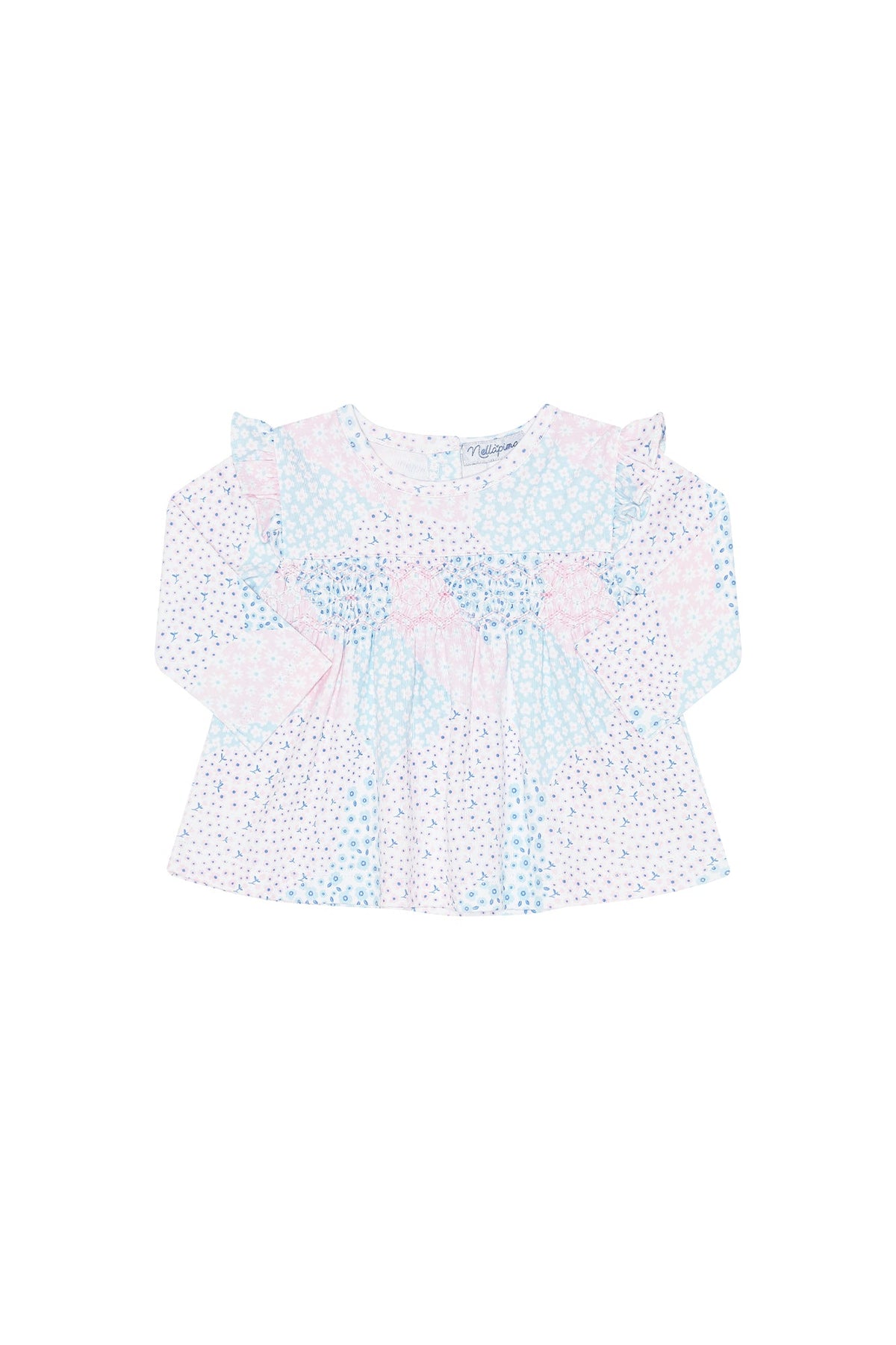 Patchwork Smocked Dress LS