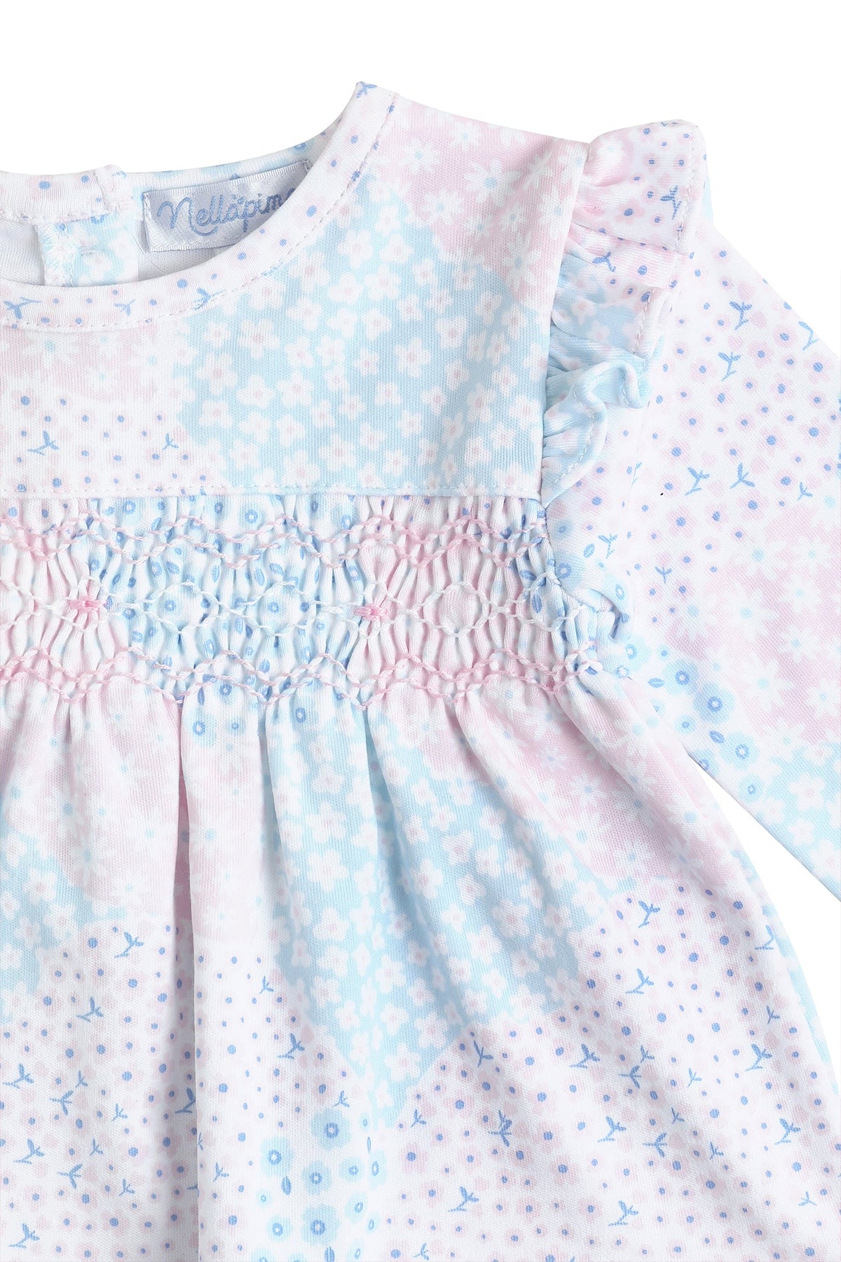 Patchwork Smocked Dress LS Set