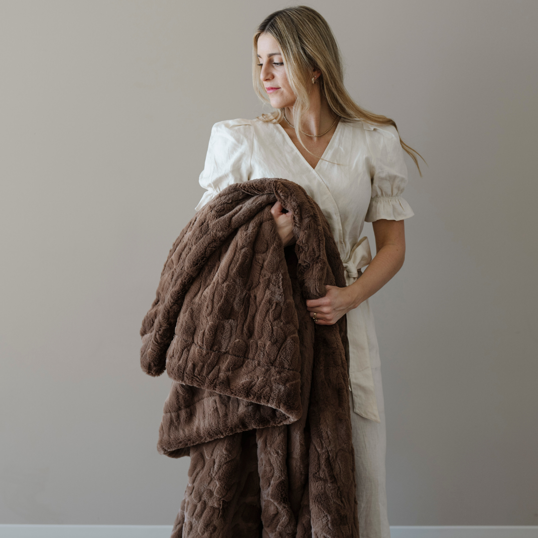 Patterned Faux Fur Throw Blanket