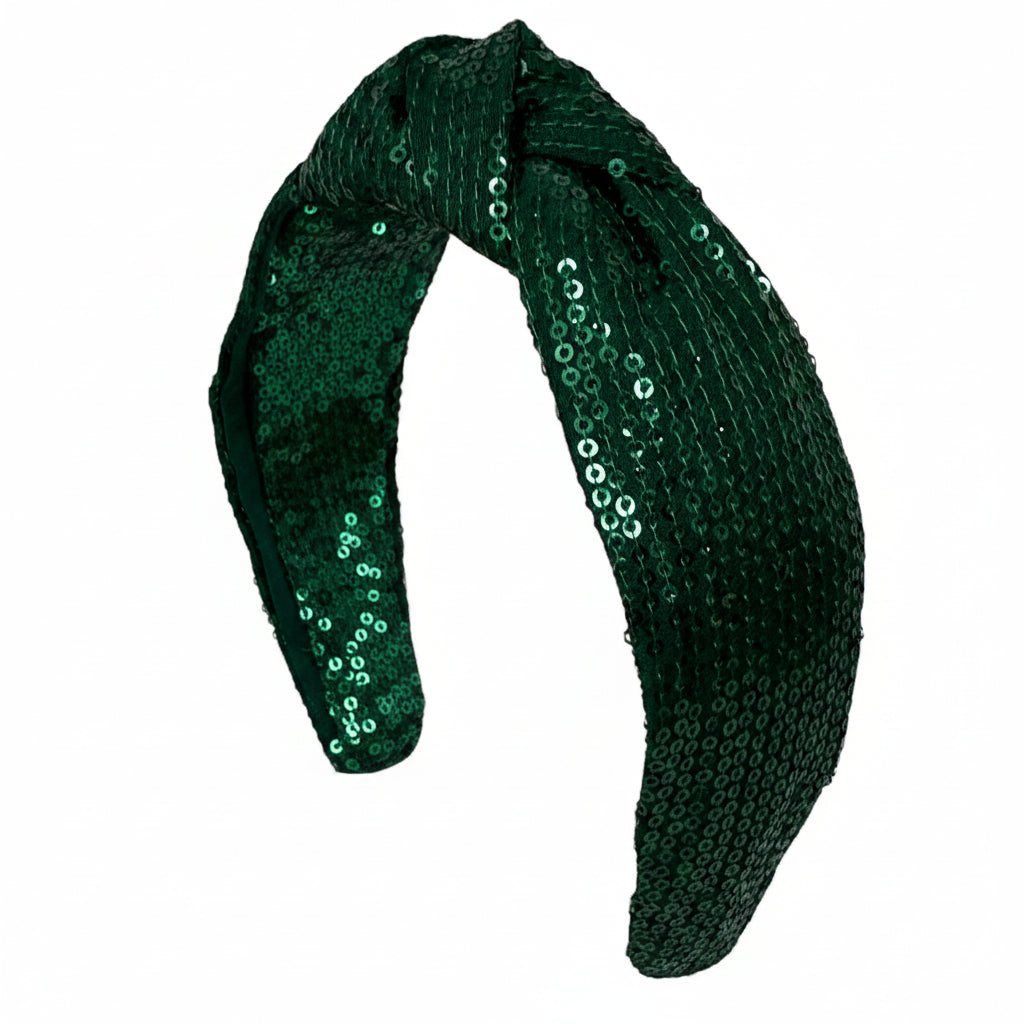 Headband Knot - Sequin - Hunter Green