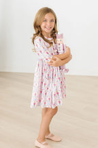 Pink Nutcracker 3/4 Sleeve Pocket Twirl Dress