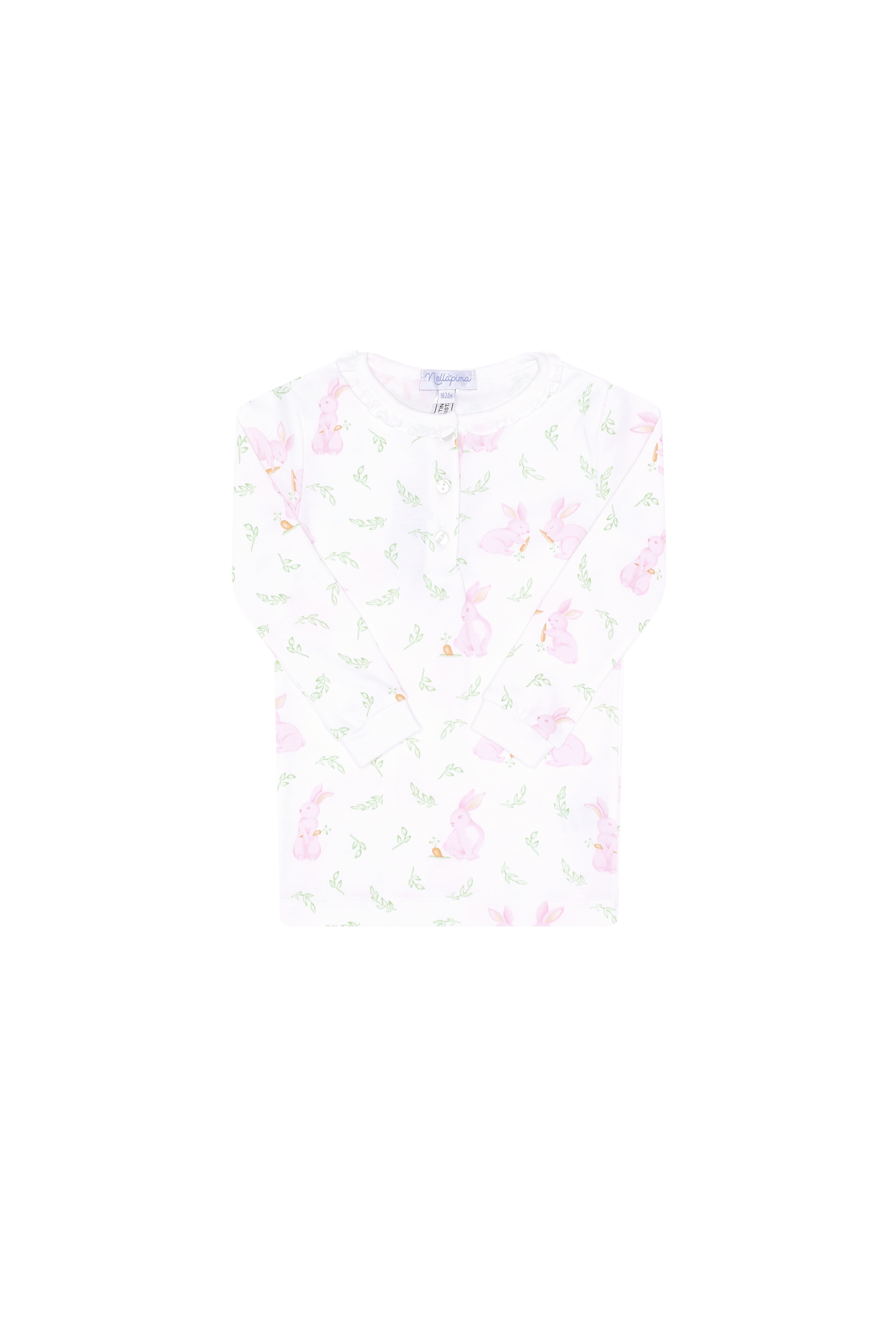 Girls Pink Bunny Print Pima Cotton Pajama Set