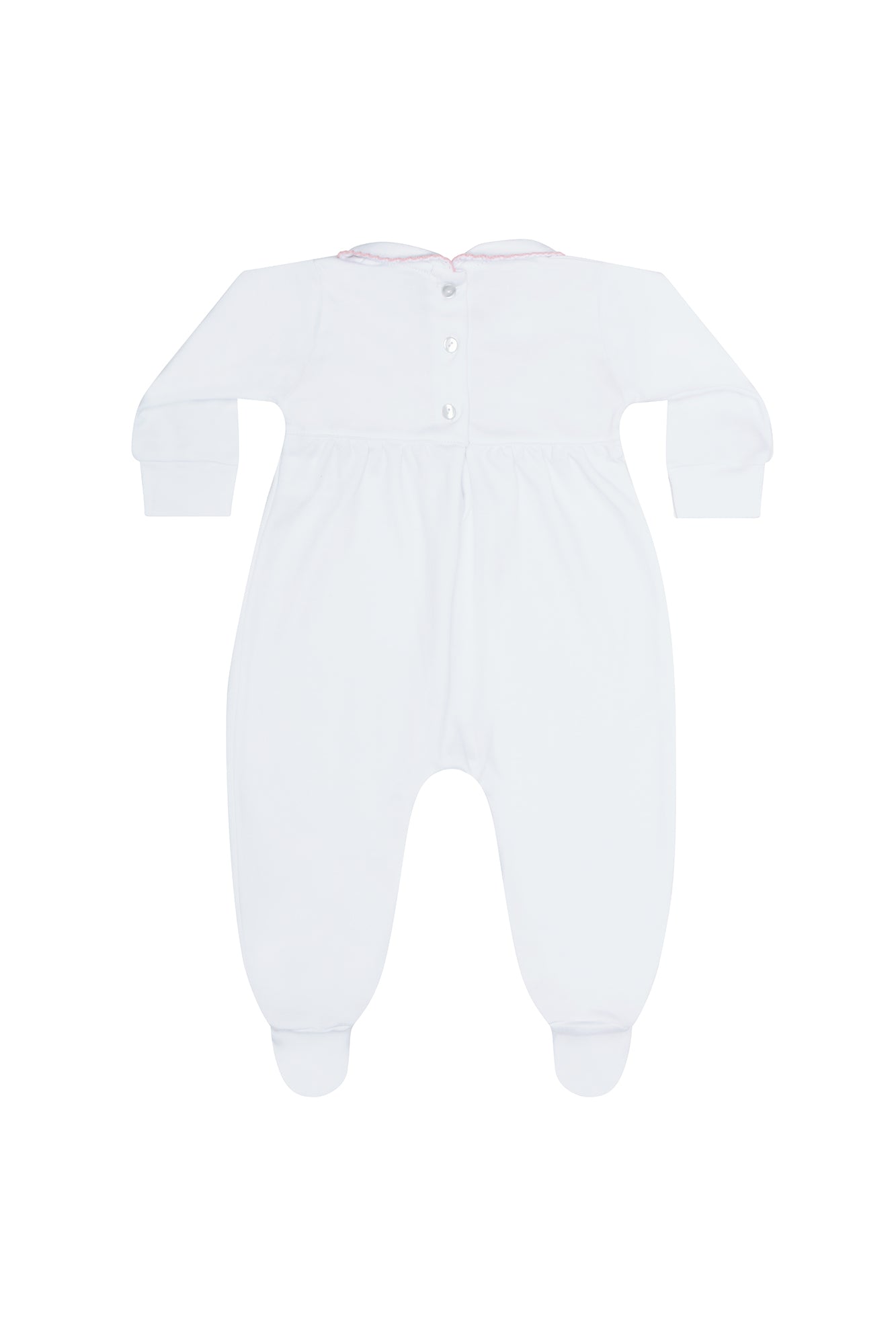 Baby Girl Heart Smocked Pima Cotton Footie