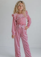 Pink Velvet Pant Set