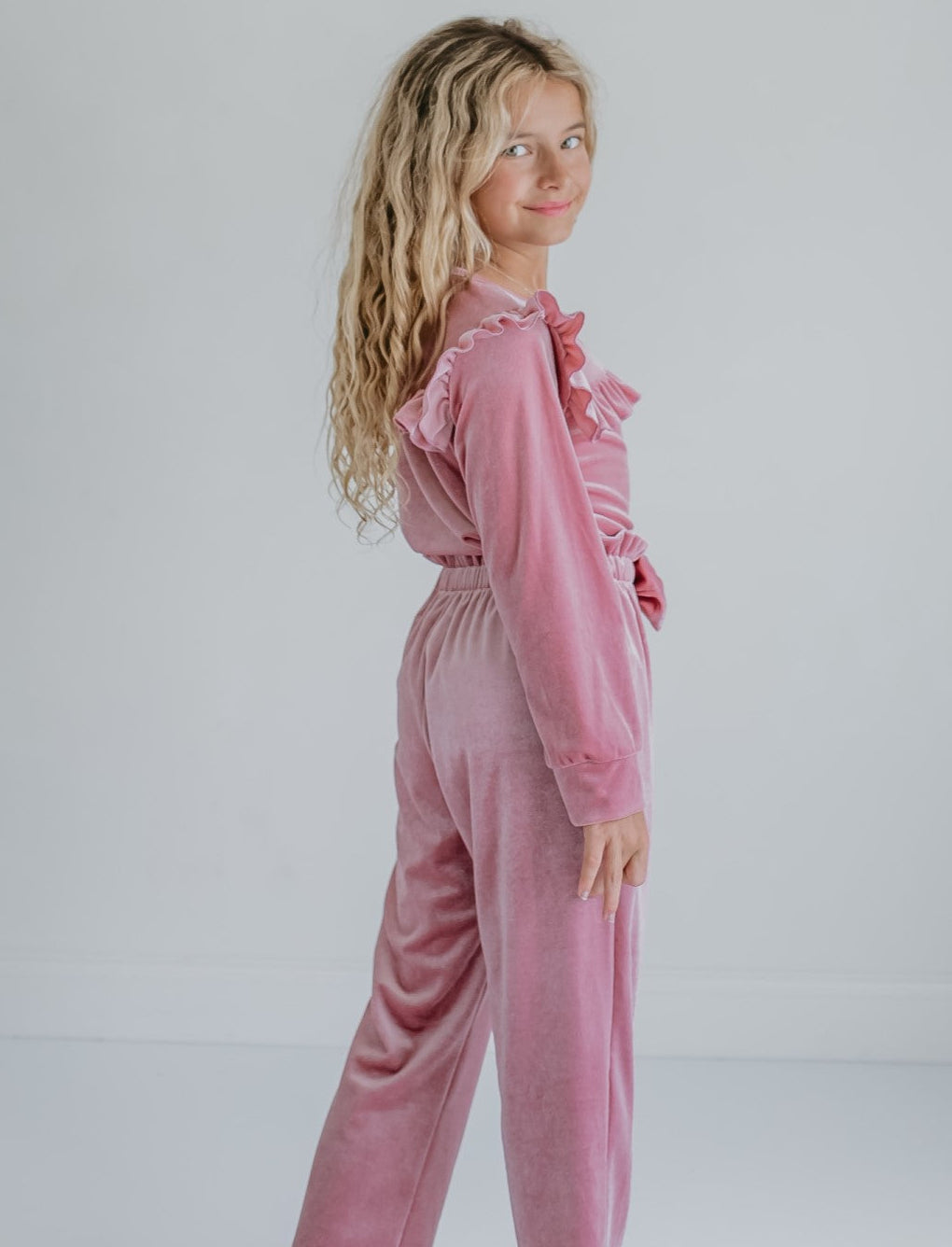 Pink Velvet Pant Set
