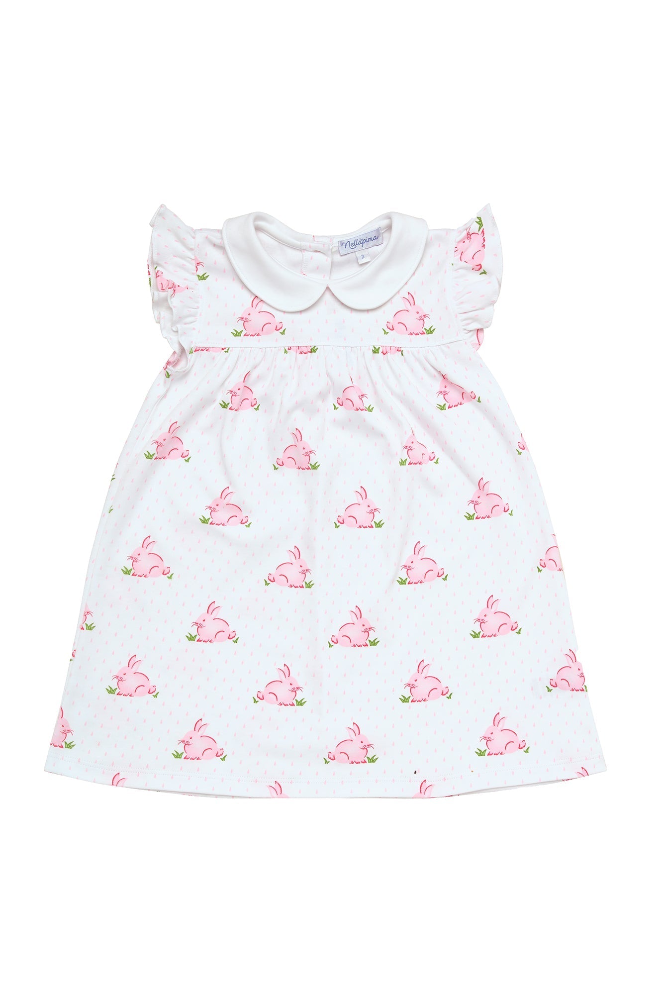 Girls Pink Bunnies Ruffle Pima Cotton Playtime Dress