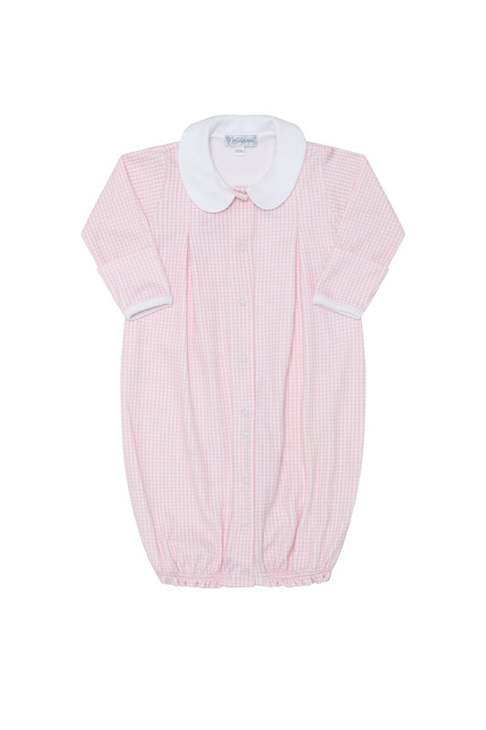 Girls Pink Gingham Pima Cotton Converter Gown