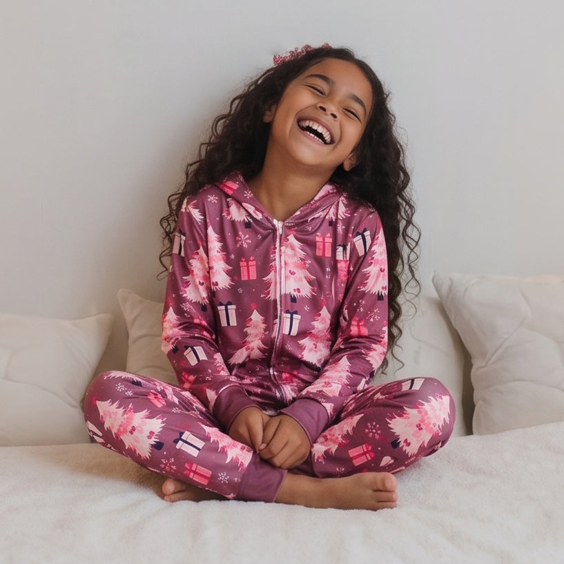 Pink Tree Zip Onesie