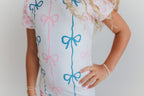 Pink and Blue Bow Shortie Leotard