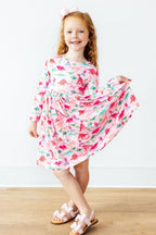 Pinkosaurus Rex Long Sleeve Pocket Twirl Dress