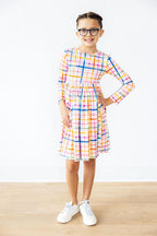 Plaid About You Long Sleeve Pocket Dress