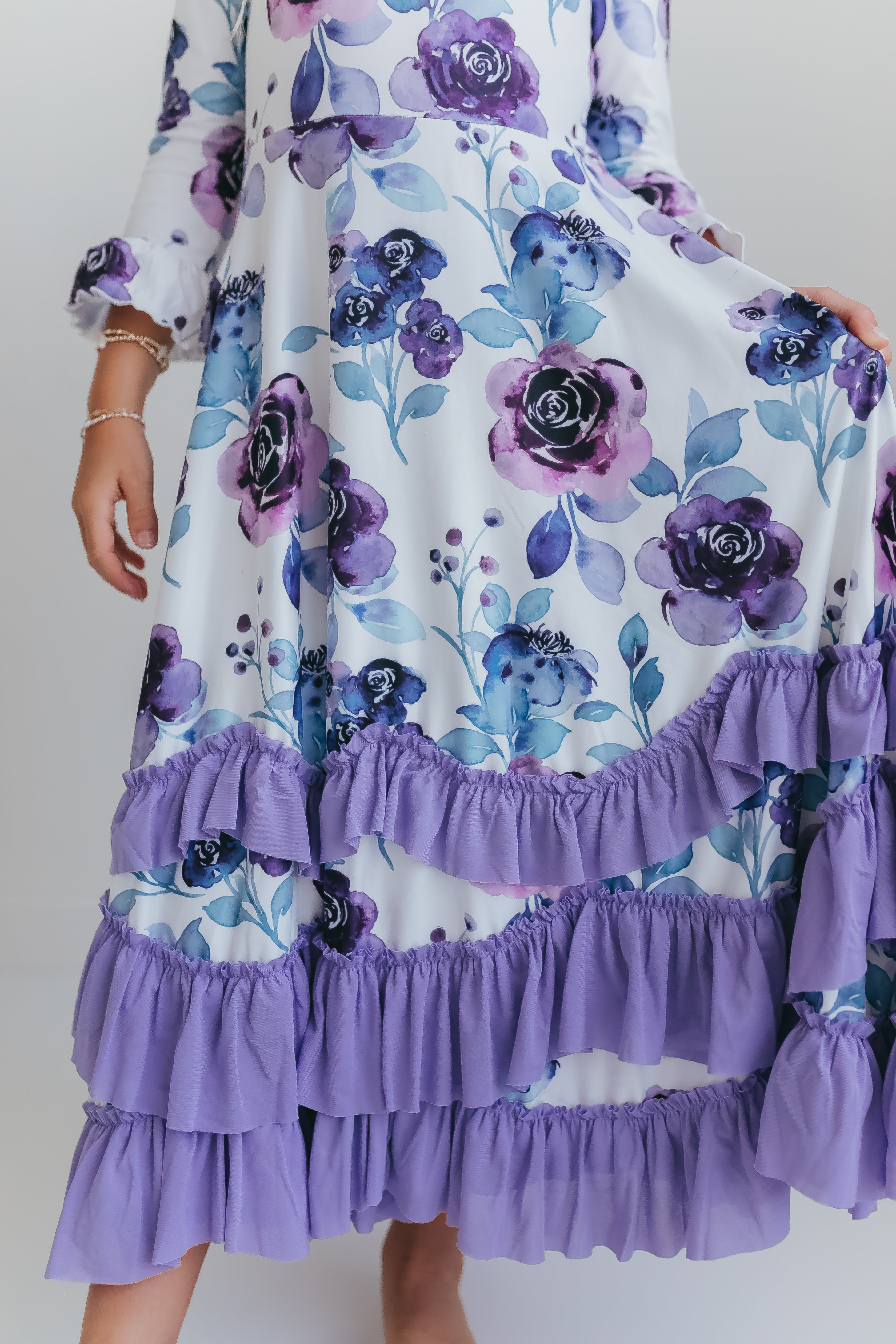 Lavender Floral Ruffles Dress