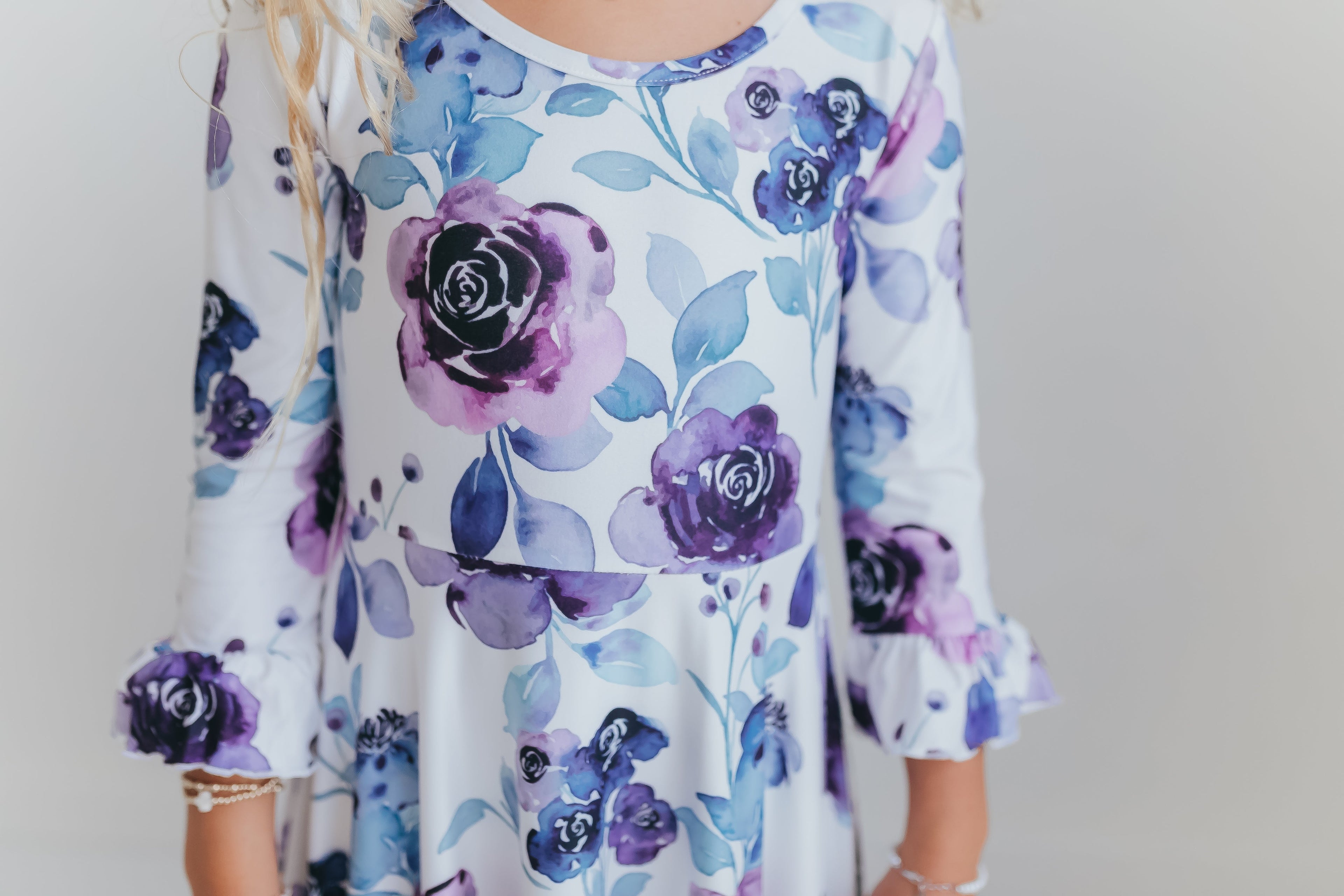 Lavender Floral Ruffles Dress