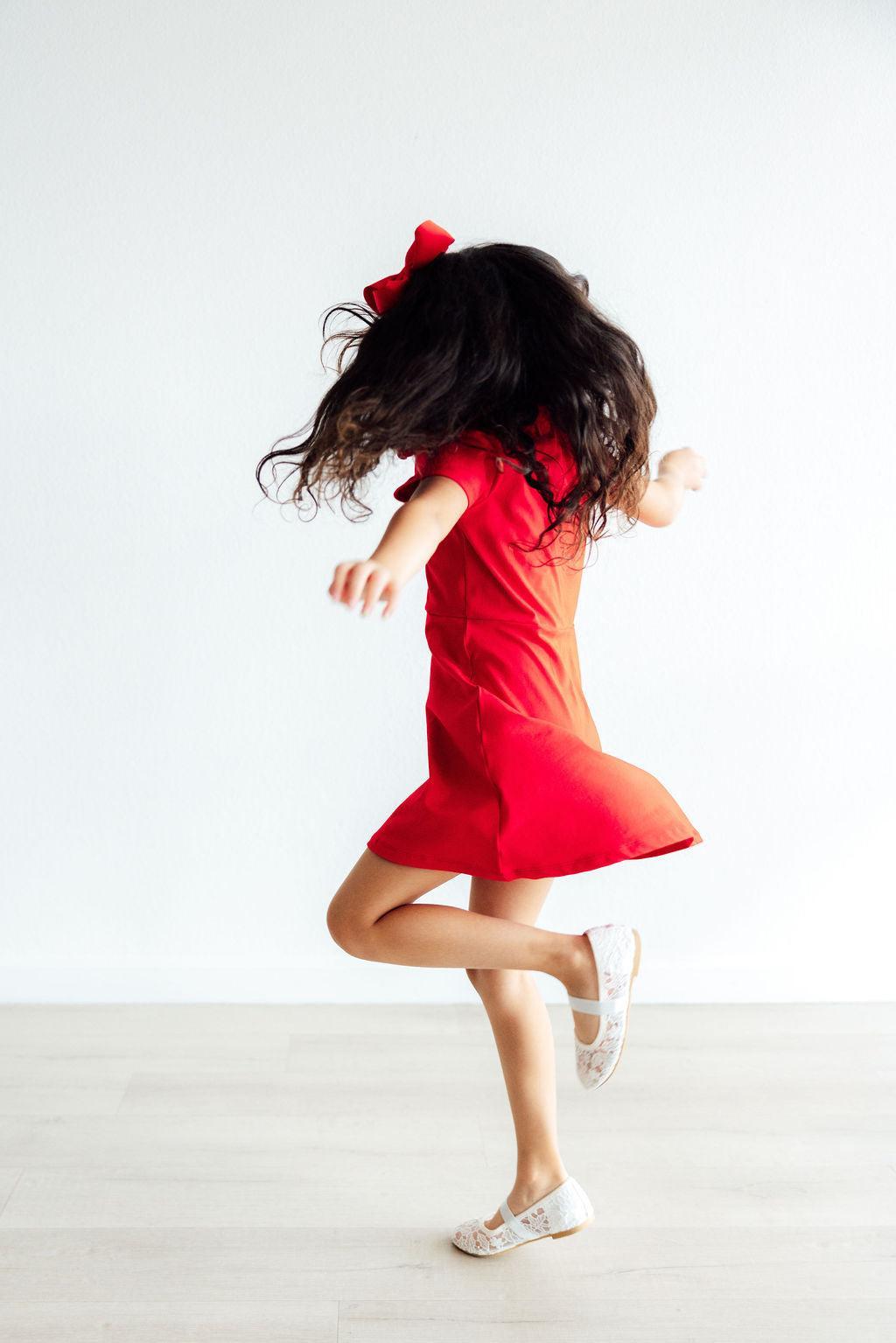 Red Short Sleeve Polo Dress