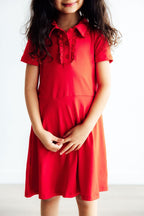 Red Short Sleeve Polo Dress