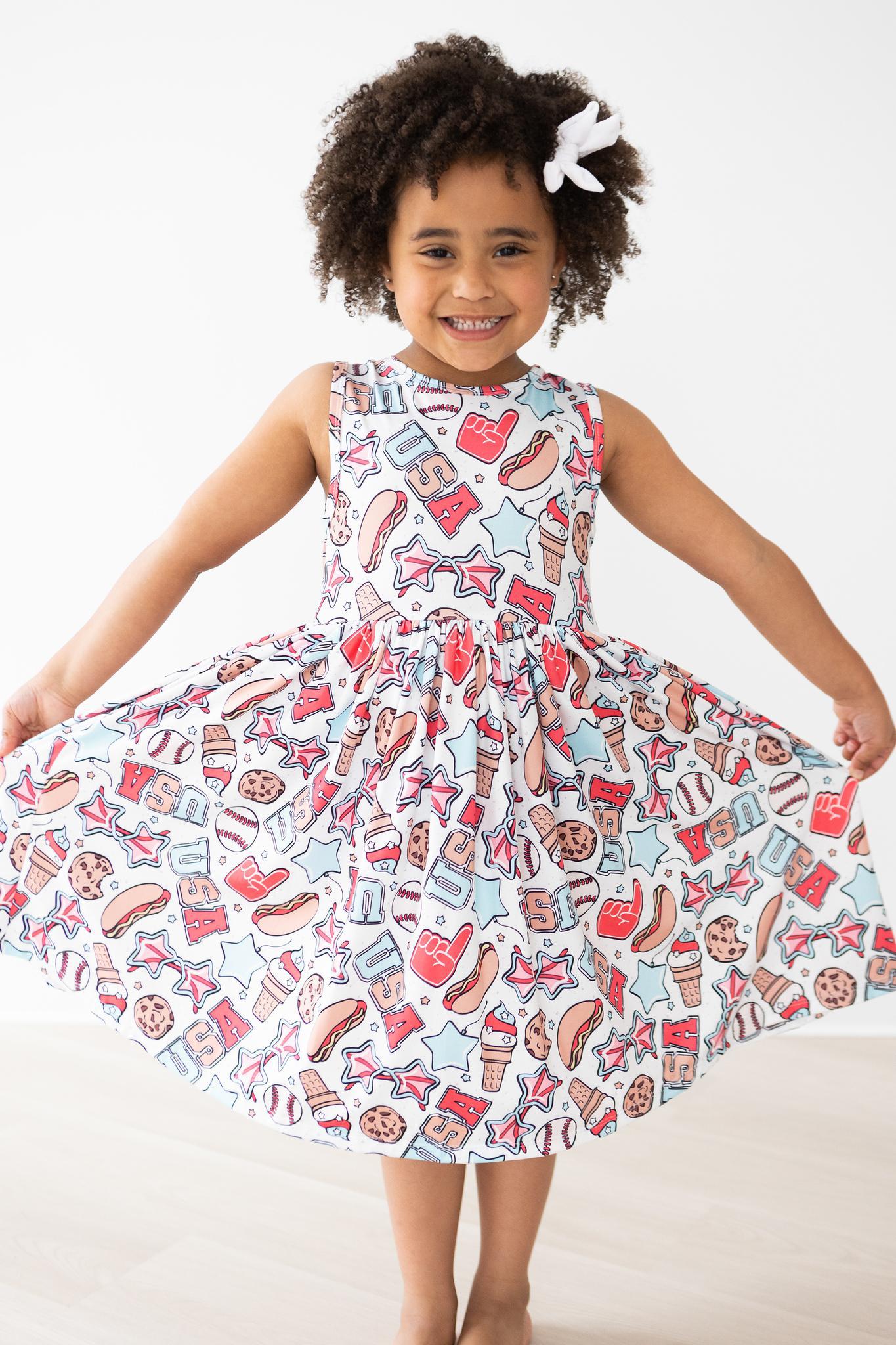 Girls Red, White & BBQ Twirl Tank Dress