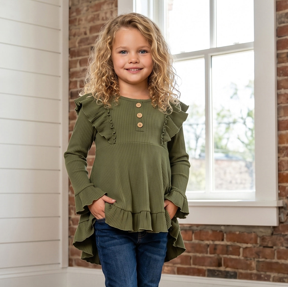 Olive Ribbed Shirt