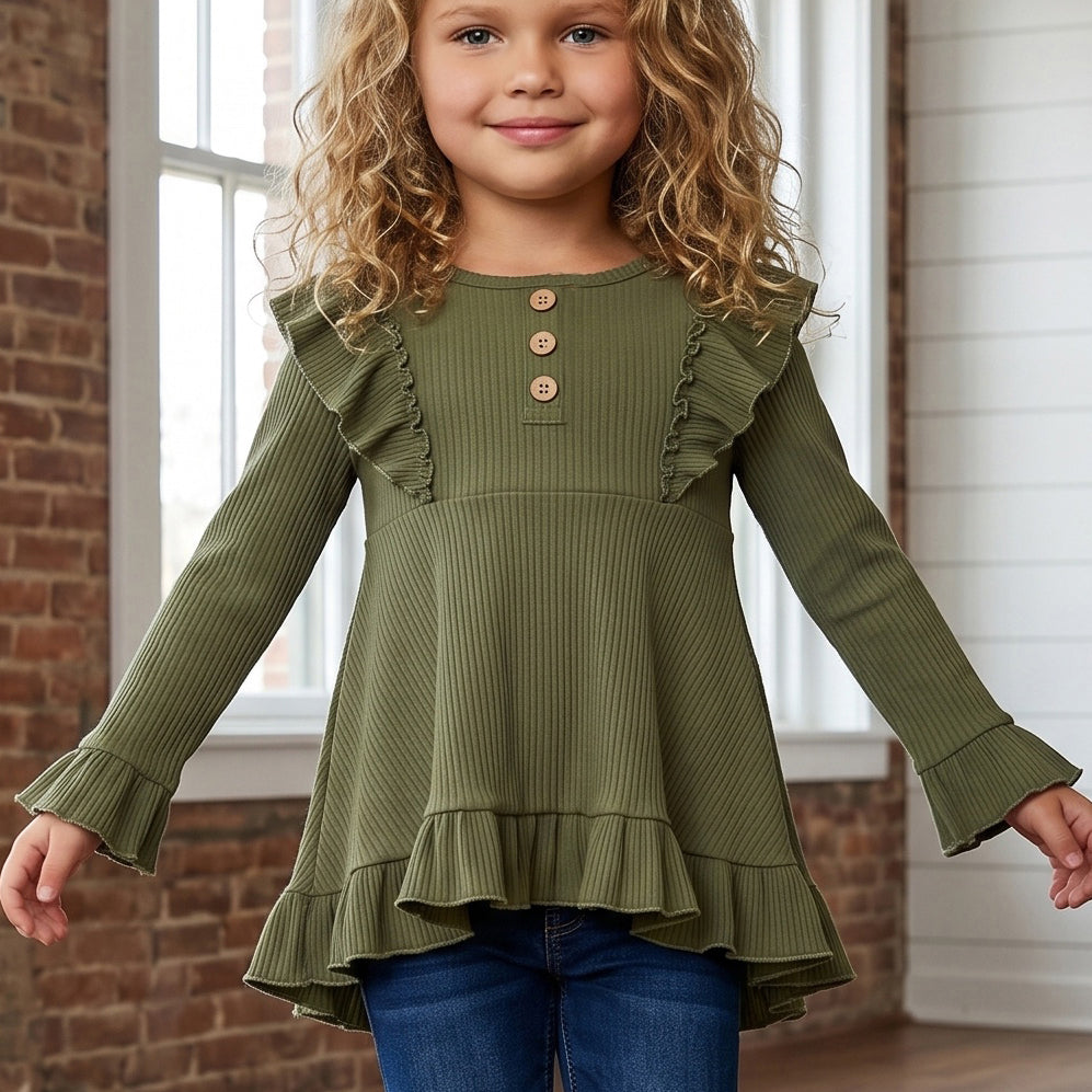 Olive Ribbed Shirt