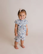 Baby Girl Ruffle Trim Shorts, Blue Multi