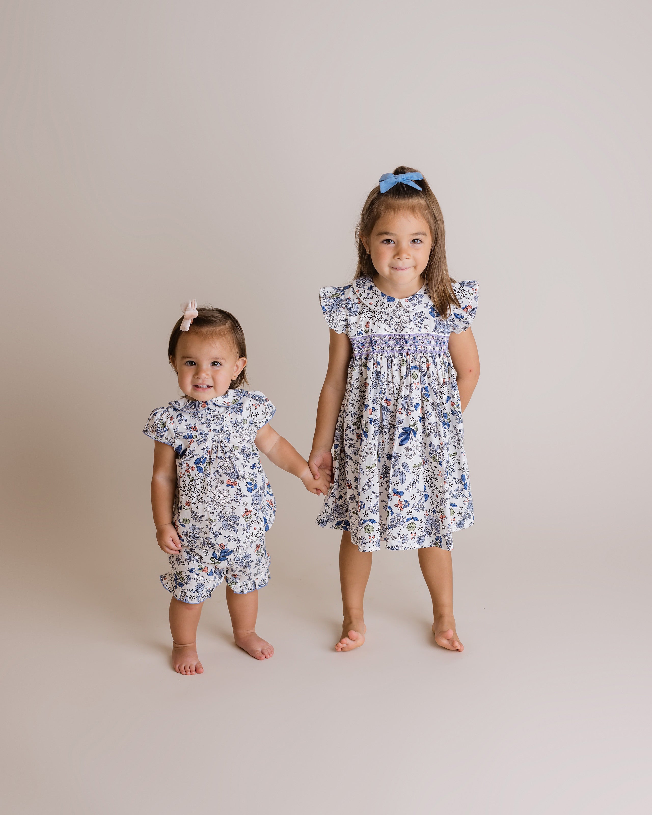 Baby Girl Round Collar Blouse, Blue Multi