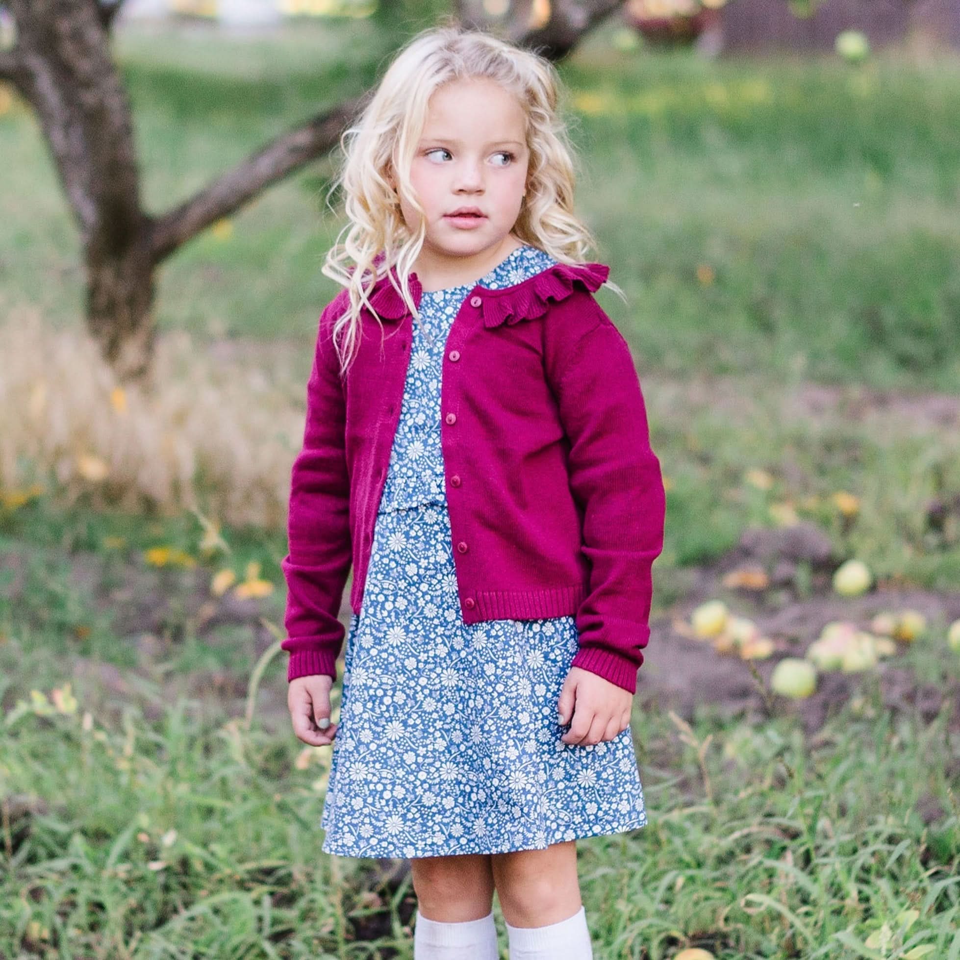 Organic Ruffle Collar Cardigan