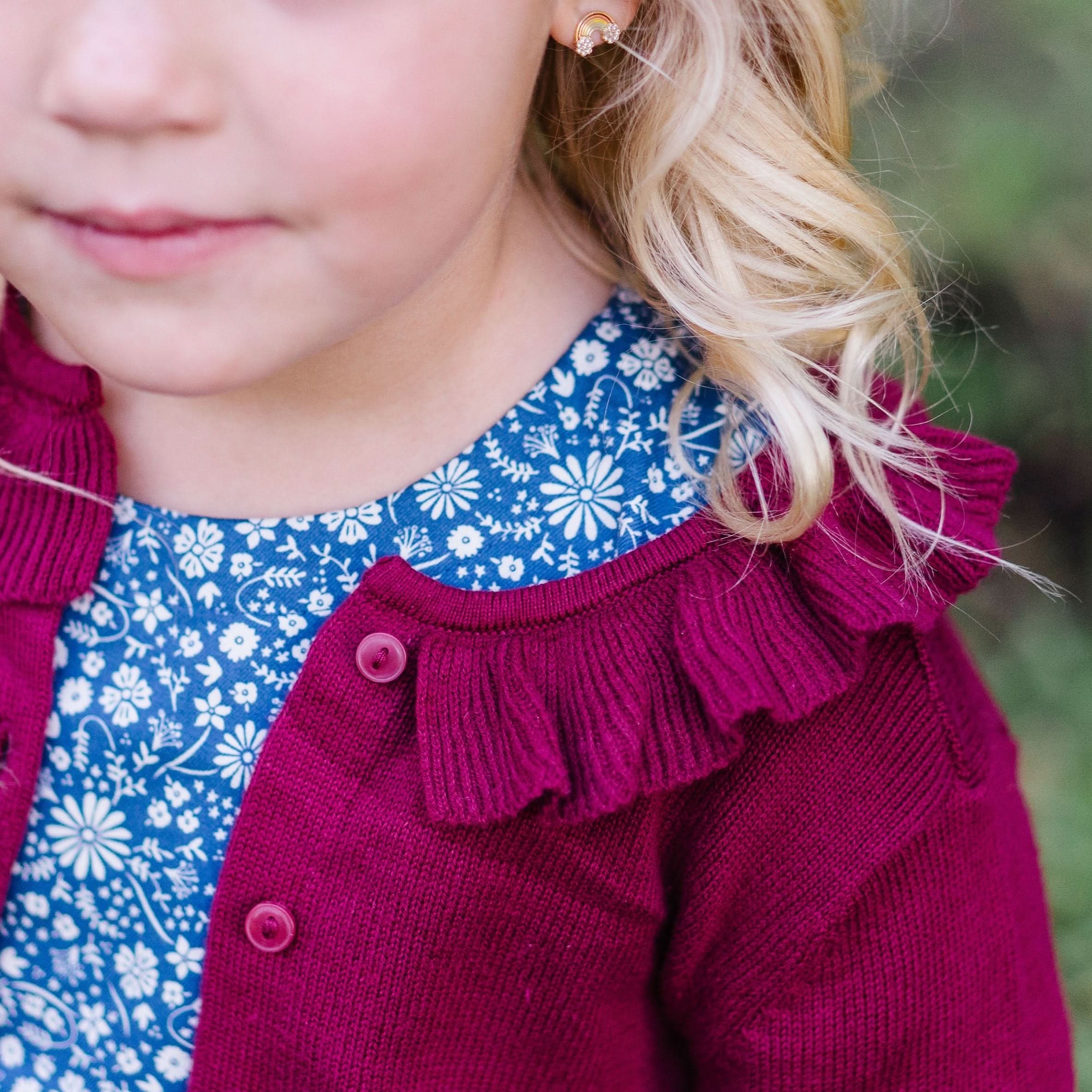 Organic Ruffle Collar Cardigan
