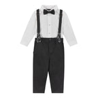 Infant Suspenders Bowtie Set | White