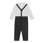 Infant Suspenders Bowtie Set | White