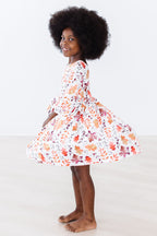 SALE Falling Leaves 3/4 Sleeve Pocket Twirl Dress