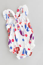 SALE Mer-Made in the USA Ruffle Cross Back Romper
