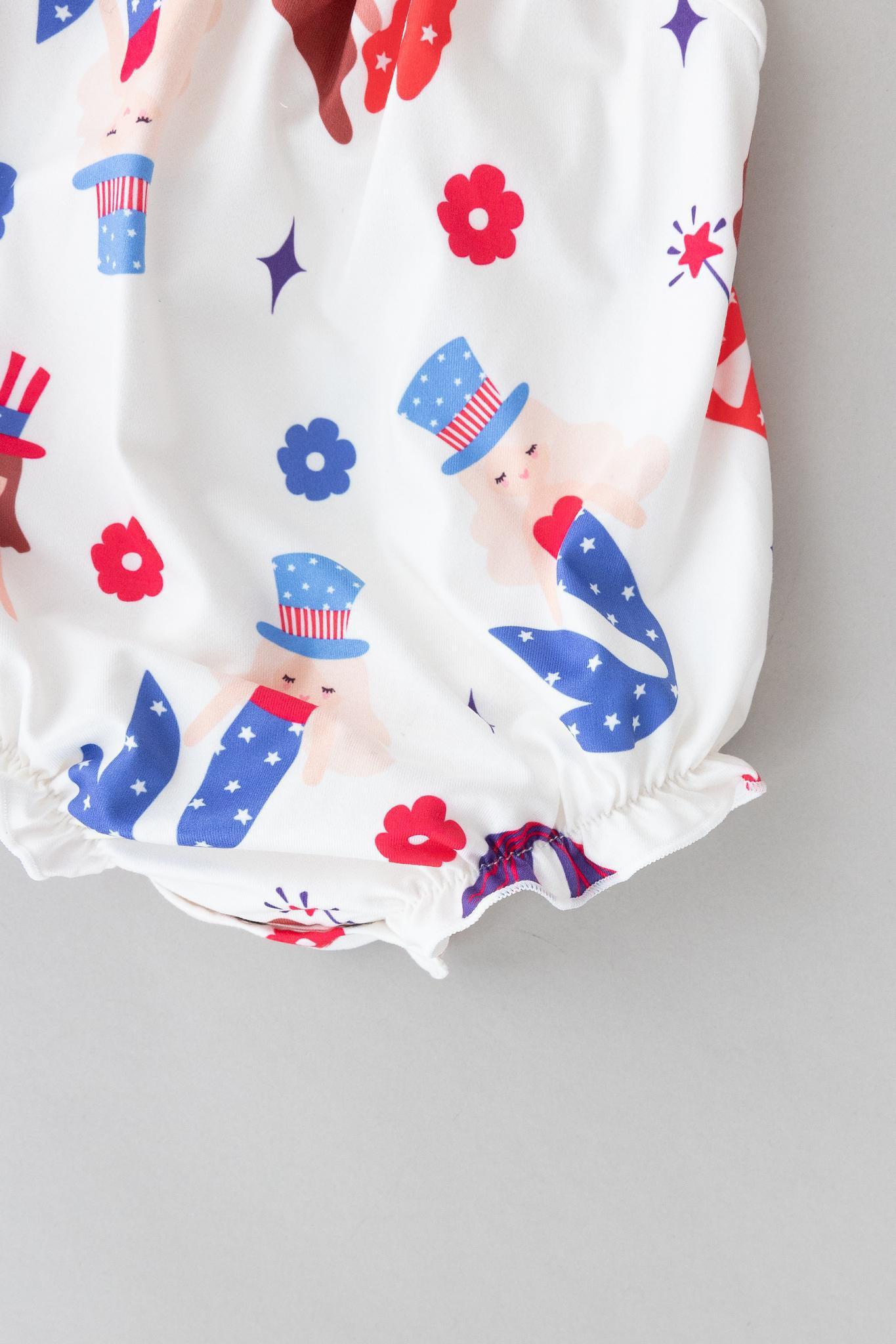 USA Ruffle Cross Back Romper