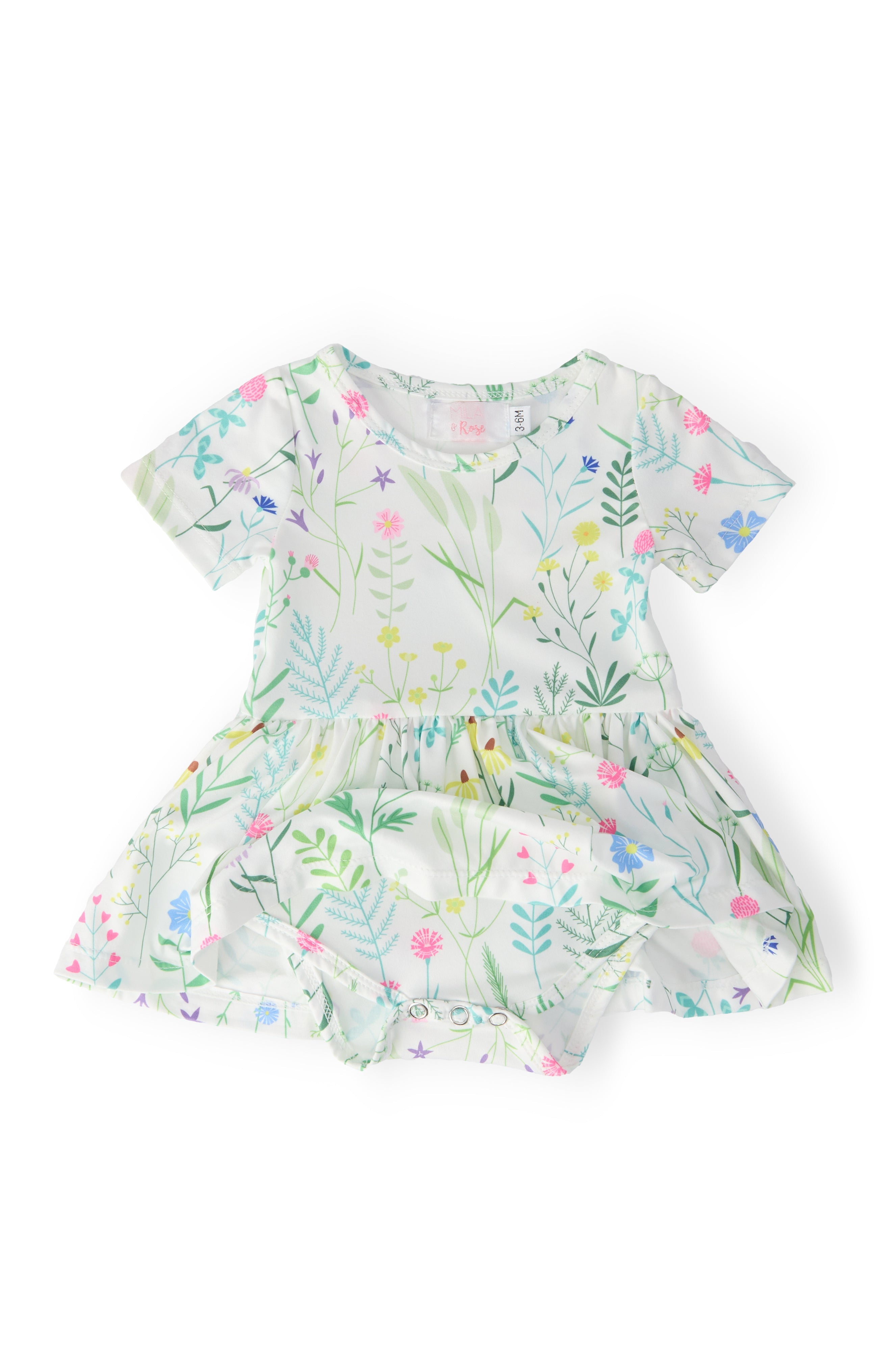 Spring Dandelion Floral S/S Twirl Bodysuit