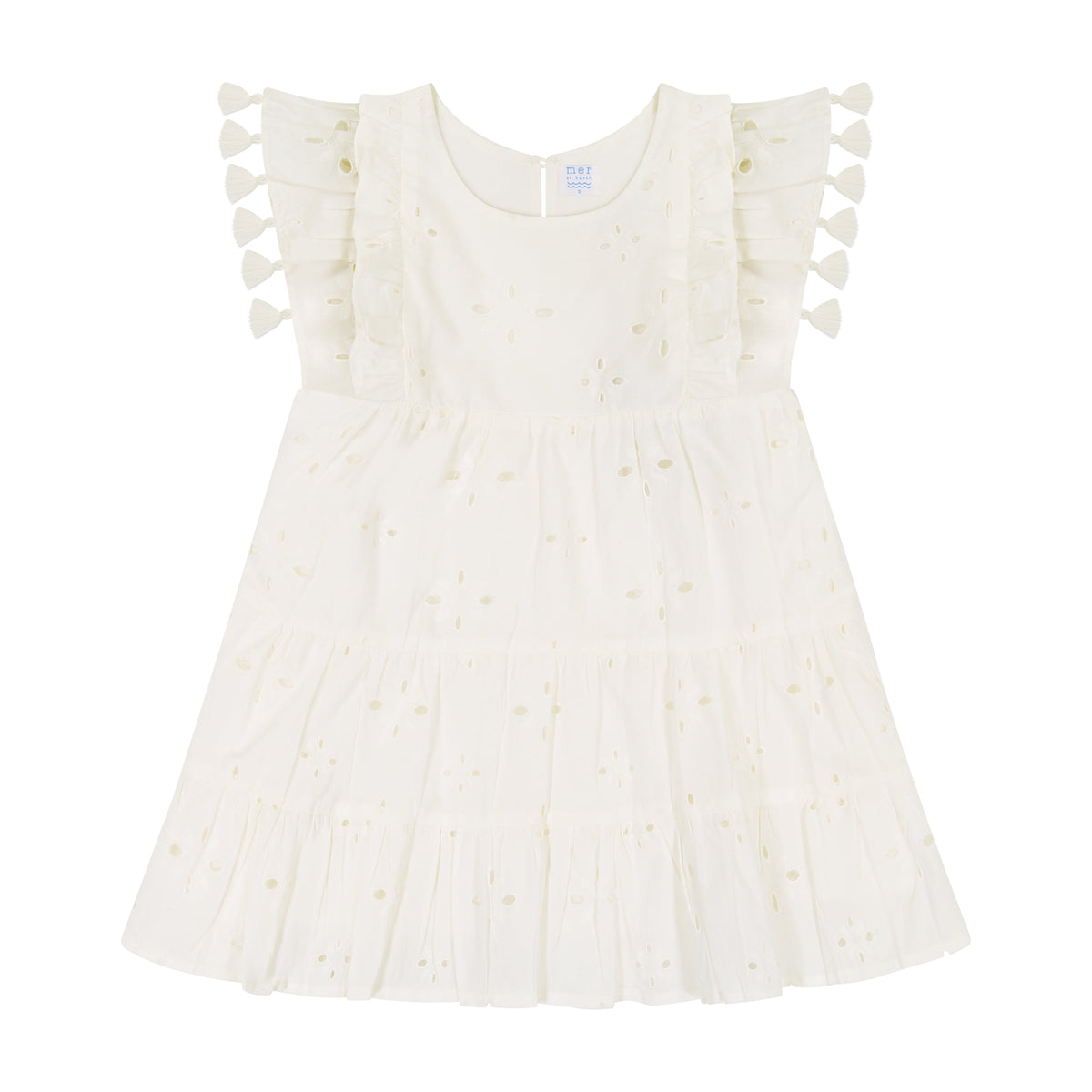 Sophie Girls' Tassel Dress White Eyelet