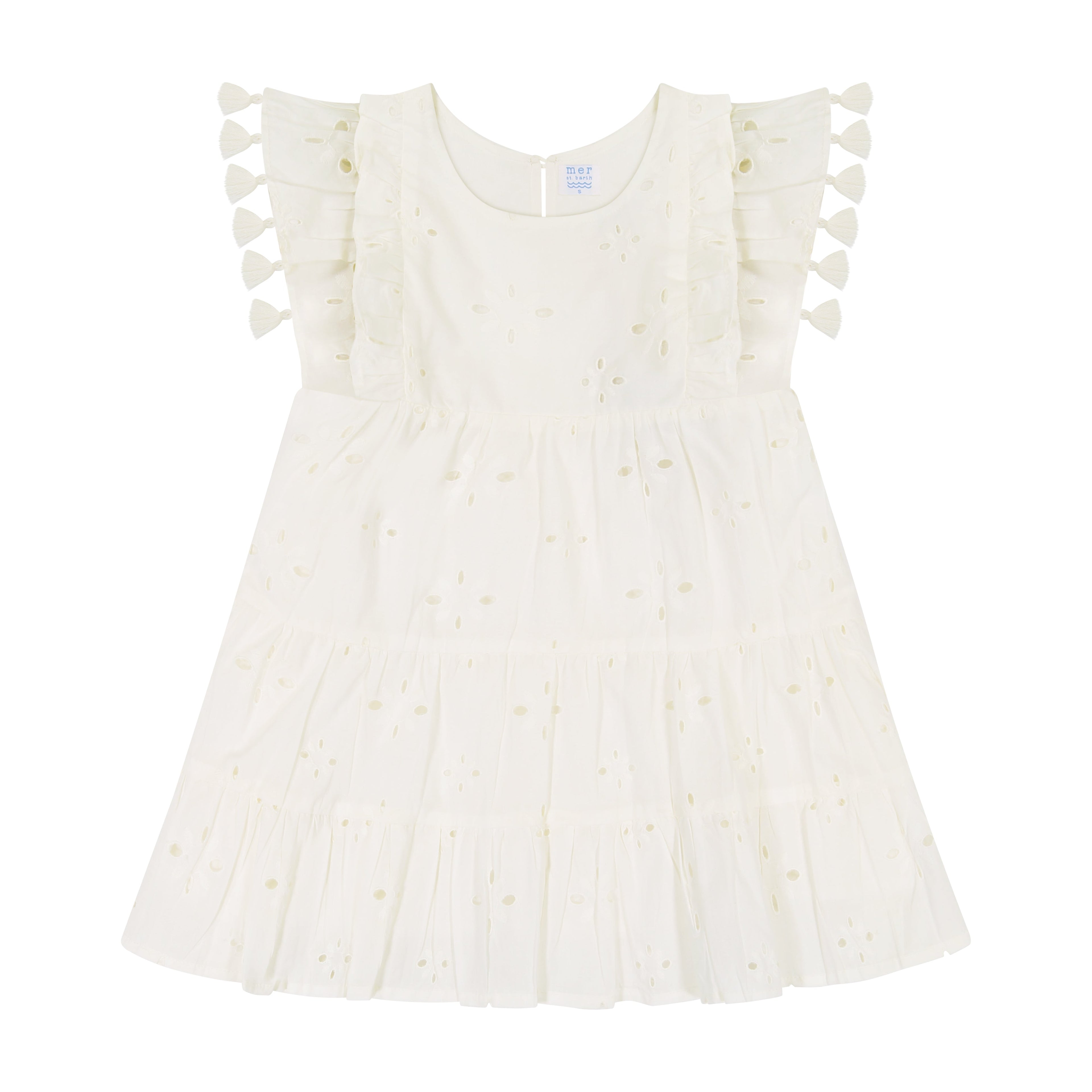 Sophie Girls' Tassel Dress White Eyelet