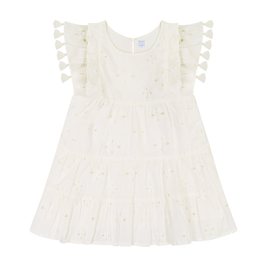 Sophie Girls' Tassel Dress White Eyelet
