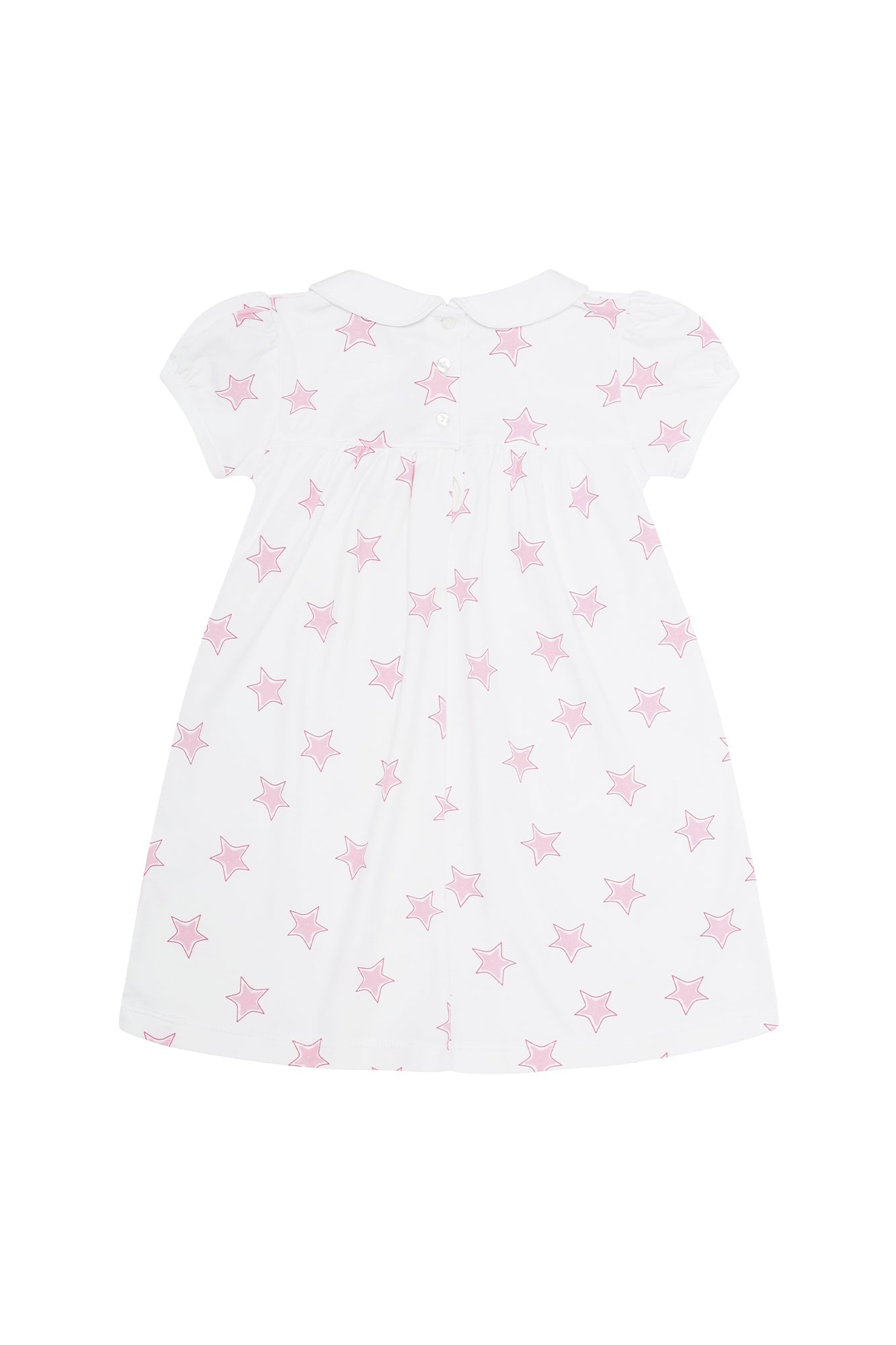 Girls Pink Stars Print Pima Cotton Playtime Dress