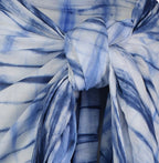 Cotton Saline Pareo White Indigo Tie-Dye