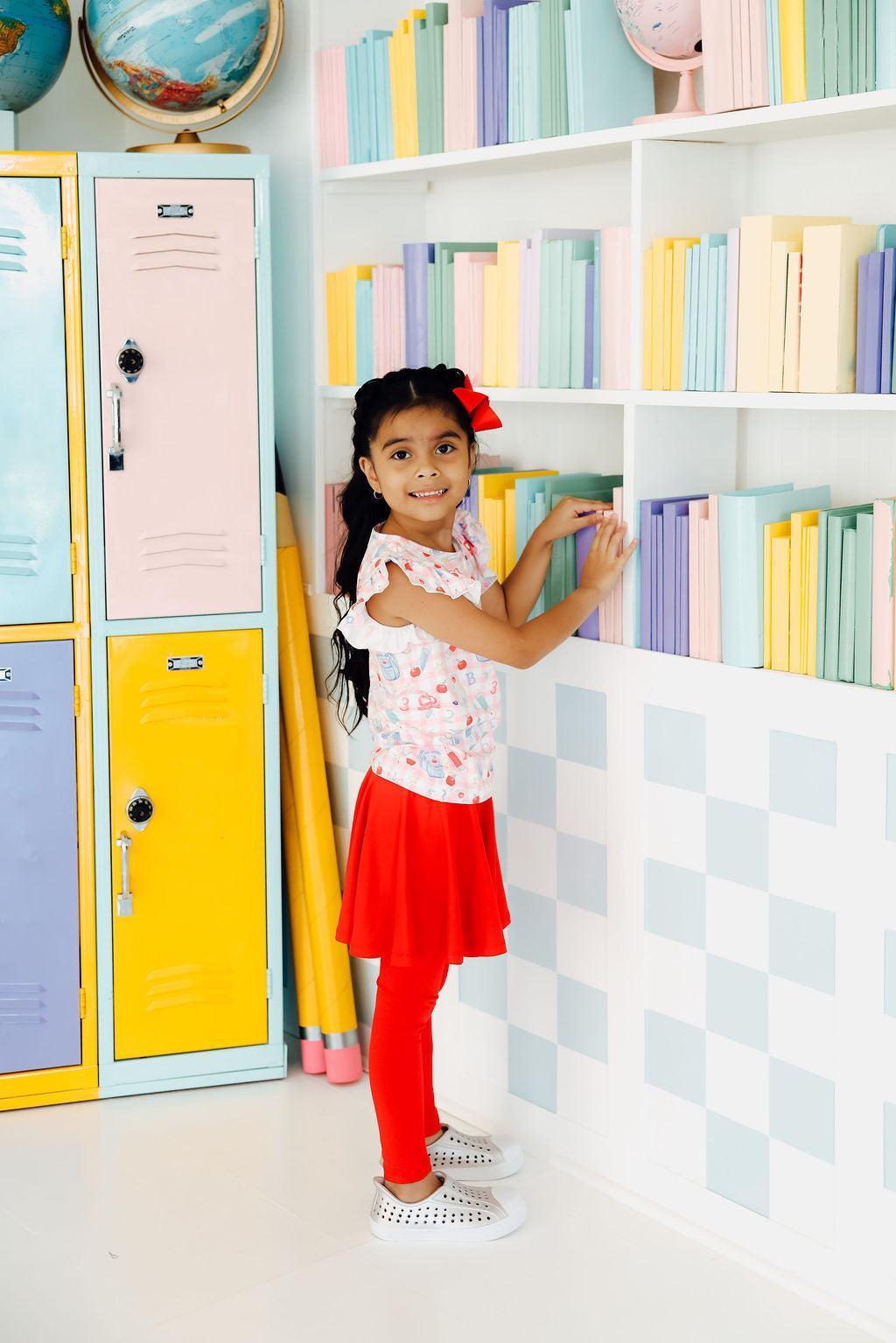 Girls Short Sleeve Ruffle Tee