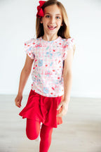 Girls Short Sleeve Ruffle Tee