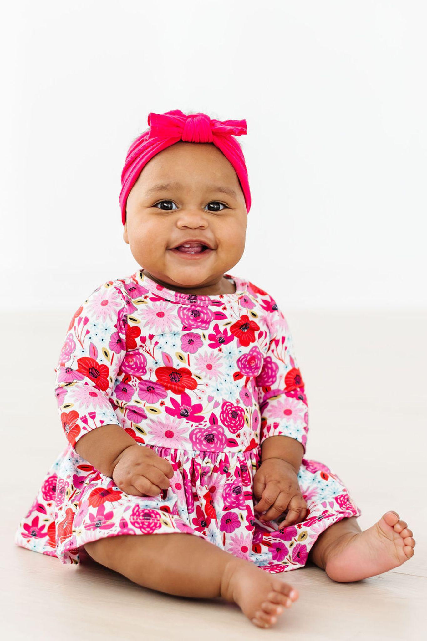 Secret Garden baby girl twirl bodysuit with floral print and skirt