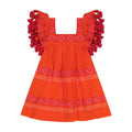 Serena Girls Tassel Dress Poppy Embroidery