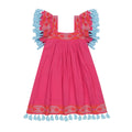 Serena Girls Tassel Dress Raspberry Embroidery