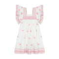 Serena Girls Tassel Dress White Pink Frangipani